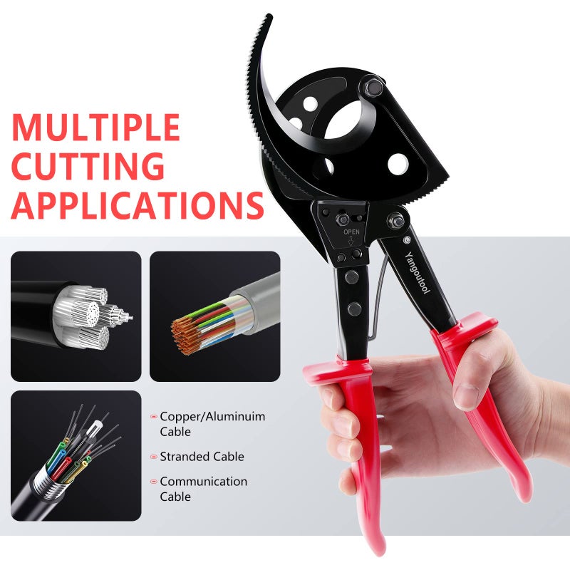 Yangoutool Ratcheting Cable Cutters up to 400mmÂ² /Î¦22.5mm/Î¦0.89 inches Heavy Duty Aluminum Copper Ratchet Wire Cutter for Cutting Electrical Wire - Image 4